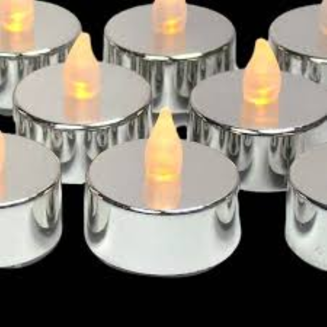 HOME LIGHTS GLITTER TEALIGHT CANDLES 6PCS SILVER HL1812